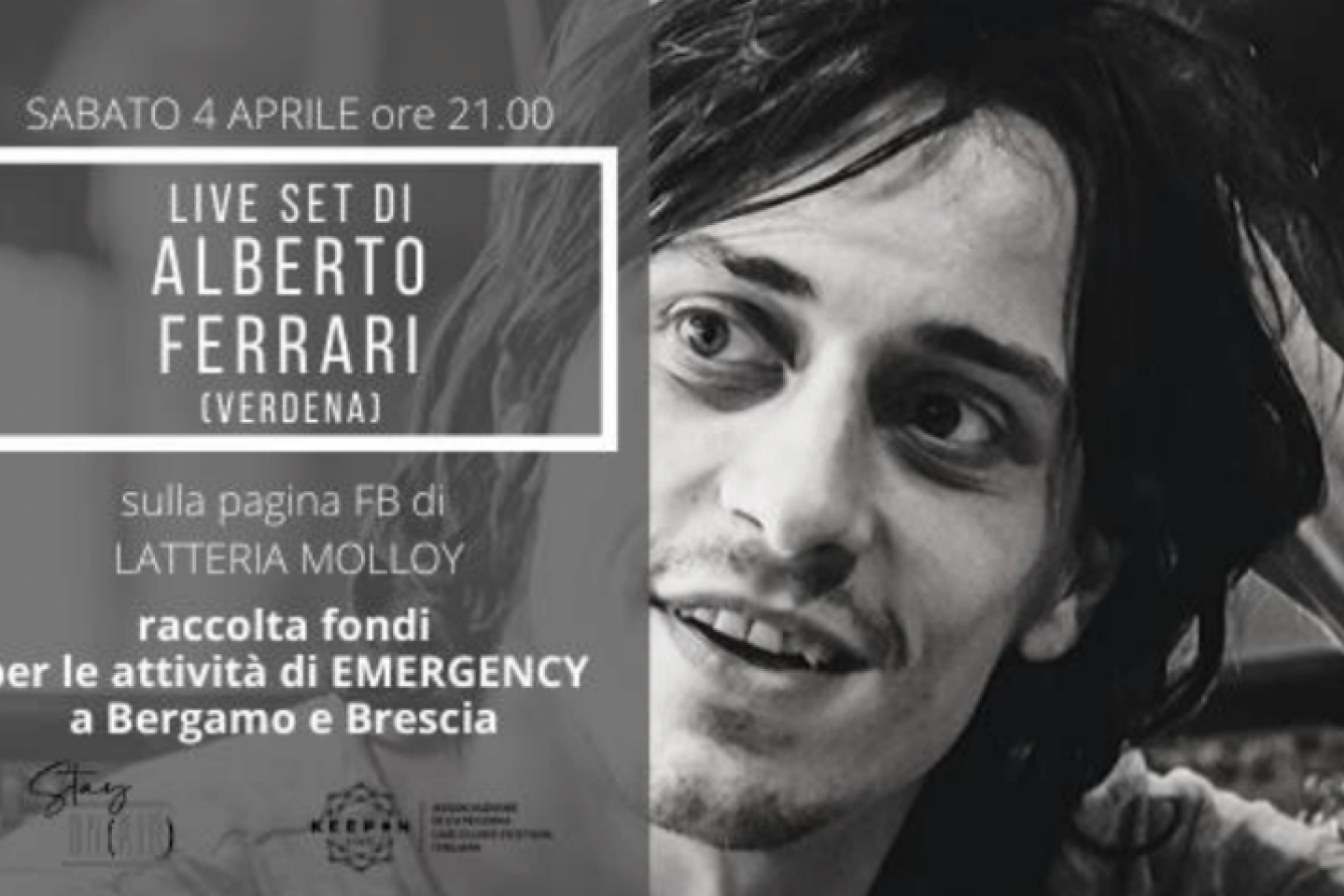 ALBERTO FERRARI (Verdena) • SABATO 4 APRILE alle ore 21.00 Live set dalla pagina Facebook di LATTERIA MOLLOY